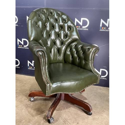 14 - GREEN LEATHER OFFICE CHAIR