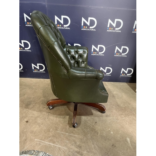 14 - GREEN LEATHER OFFICE CHAIR