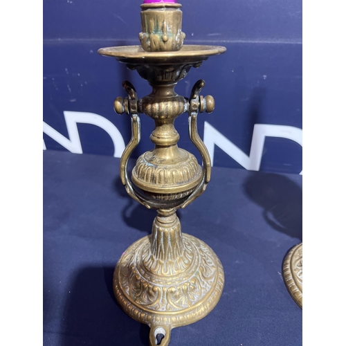 279 - PAIR BRASS CANDLESTICKS