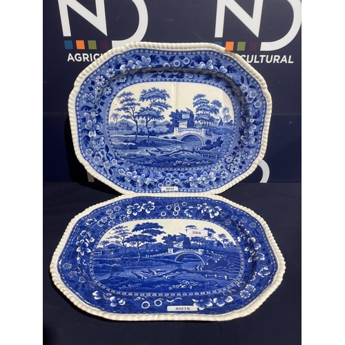 284 - TWO BLUE & WHITE MEAT PLATES