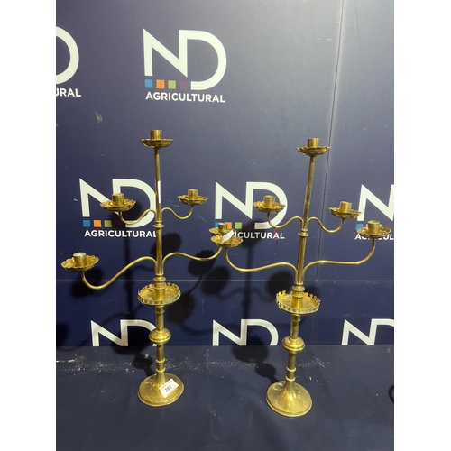 287 - PAIR BRASS CANDLESTICKS