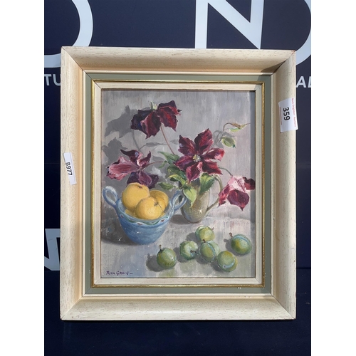 359 - SIGNED OIL ON BOARD STILL LIFE