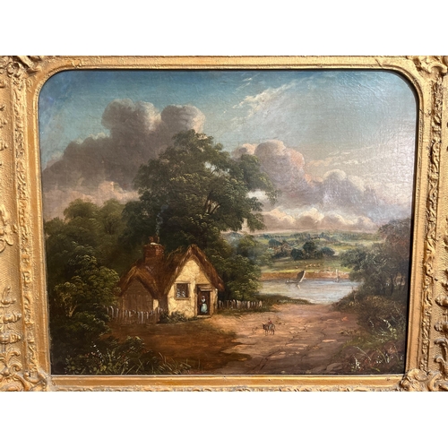 368 - OIL ON CANVAS IN GILT FRAME