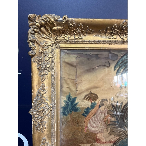 376A - EARLY VICTORIAN EMBROIDERY IN GILT FRAME