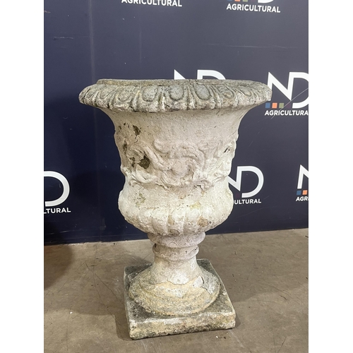 41 - PAIR OF COMPOSITE STONE URNS