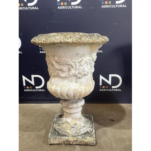 41 - PAIR OF COMPOSITE STONE URNS