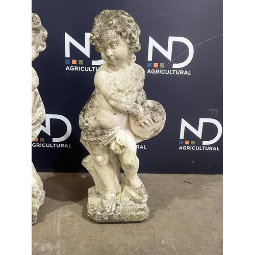 42 - PAIR OF COMPOSITE STONE CHERUBS