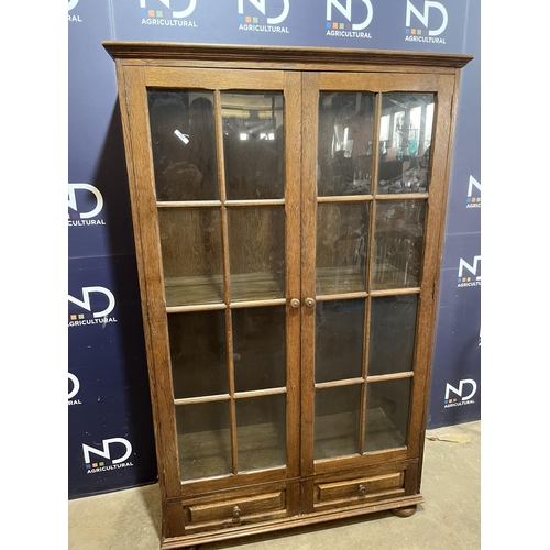 91 - OAK GLAZED BOOKSHELF