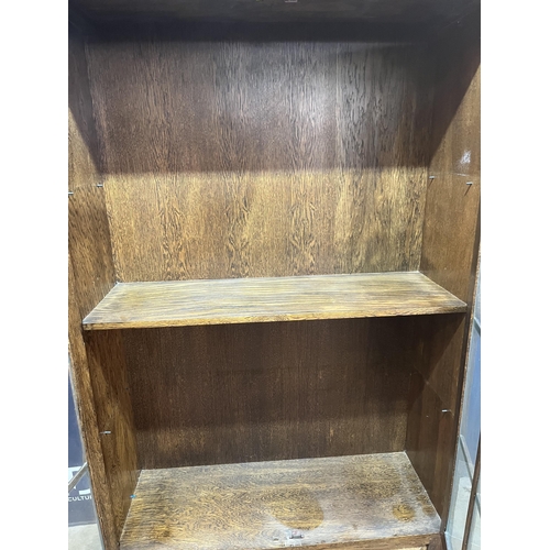 91 - OAK GLAZED BOOKSHELF