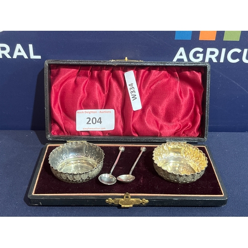 204 - HALLMARKED SILVER CONDIMENTS SET 58G