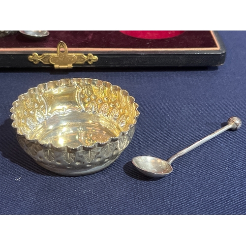 204 - HALLMARKED SILVER CONDIMENTS SET 58G