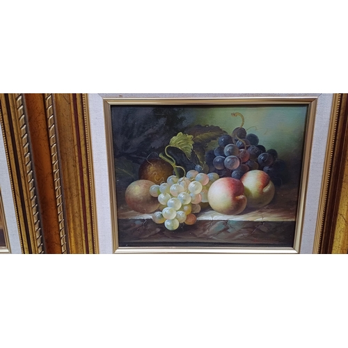 240L - PAIR OF FALLEN FRUIT OIL ON CANVAS