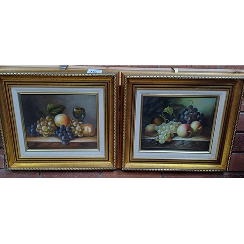 240L - PAIR OF FALLEN FRUIT OIL ON CANVAS