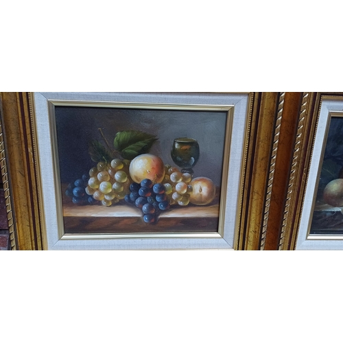 240L - PAIR OF FALLEN FRUIT OIL ON CANVAS