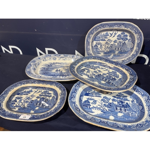 19 - BLUE & WHITE MEAT PLATES