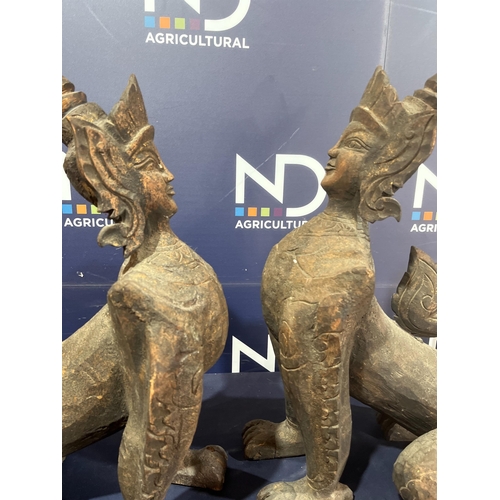 45 - LARGE ORIENTAL CARVED WOODEN FIGURES