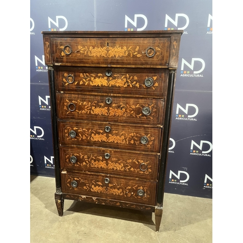 46 - DUTCH MARQUETRY TALL CHEST