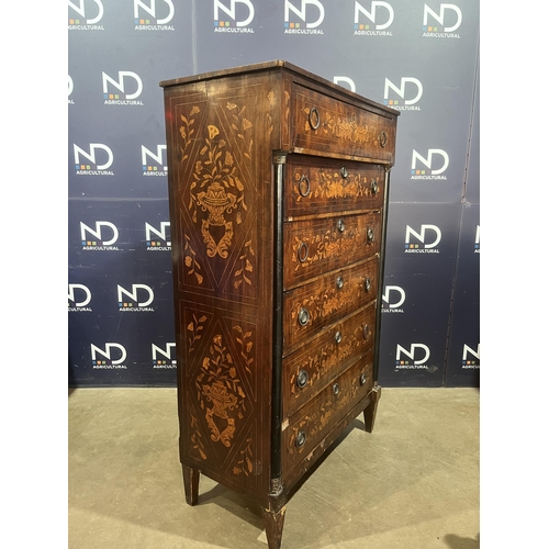 46 - DUTCH MARQUETRY TALL CHEST