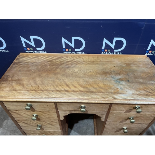 55 - VICTORIAN PINE DESK WITH BRASS HANDLES