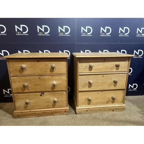 9 - PAIR OF VICTORIAN PINE CHEST OF DRAWERS