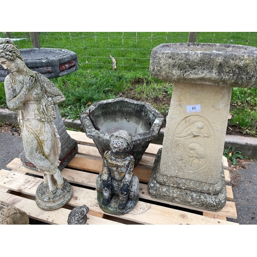 13 - QTY OF STONE GARDEN ORNAMENTS