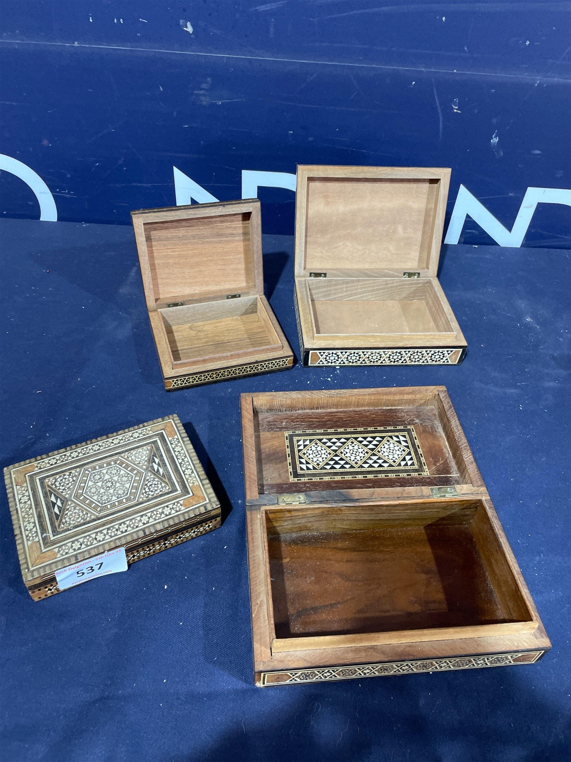 FOUR CONTINENTAL INLAID BOXES