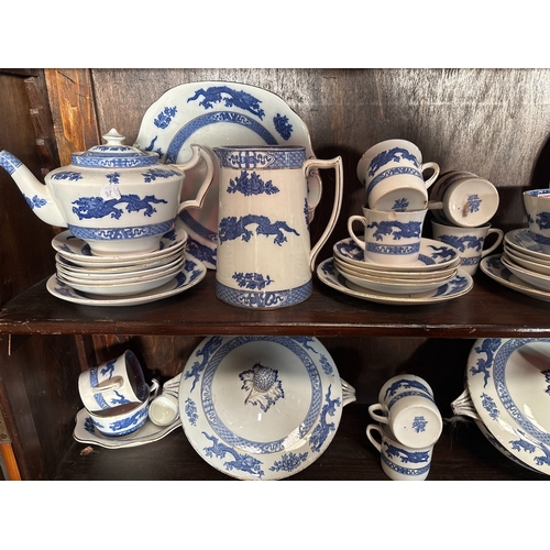 296 - PART BLUE AND WHITE TEA SET / DINNER SET