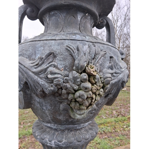 12 - LARGE BRONZE/COPPER URN ON BASE