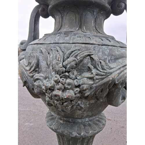 12 - LARGE BRONZE/COPPER URN ON BASE