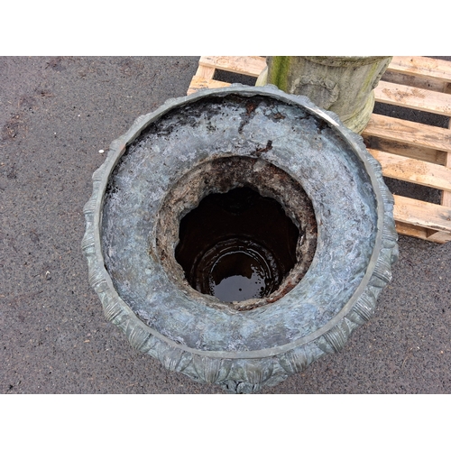 12 - LARGE BRONZE/COPPER URN ON BASE