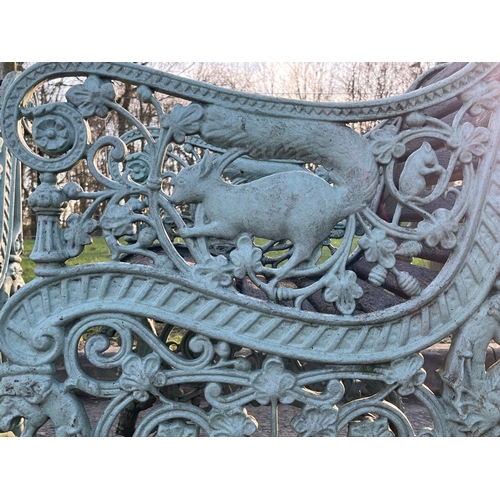 15 - PAIR OF CAST IRON GARDEN CHAIRS BY GEORGE SMITH & CO, ANIMAL DESIGN