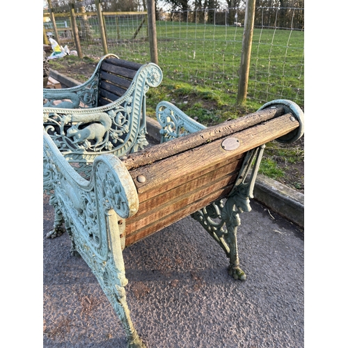 15 - PAIR OF CAST IRON GARDEN CHAIRS BY GEORGE SMITH & CO, ANIMAL DESIGN