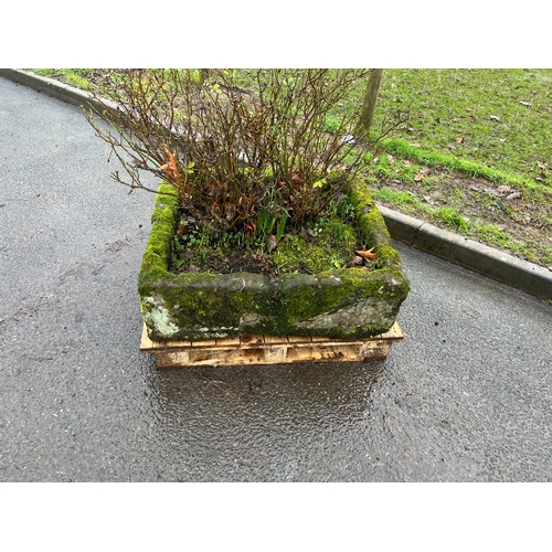 20 - LARGE SQUARE CARVED SANDSTONE TROUGH