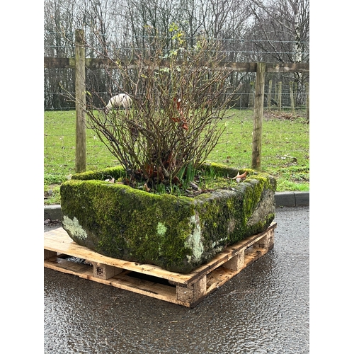 20 - LARGE SQUARE CARVED SANDSTONE TROUGH