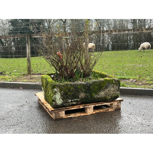 20 - LARGE SQUARE CARVED SANDSTONE TROUGH