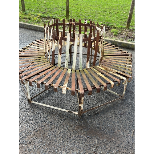 ESTATE MADE WEATHERED BANDED TREE GUARD BENCH