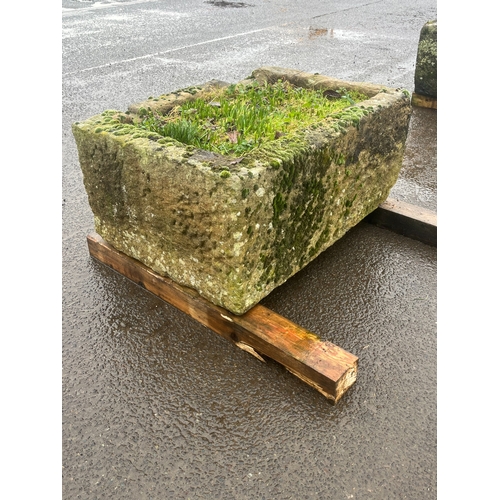24 - LARGE EARLY GRANITE SQUARE TROUGH