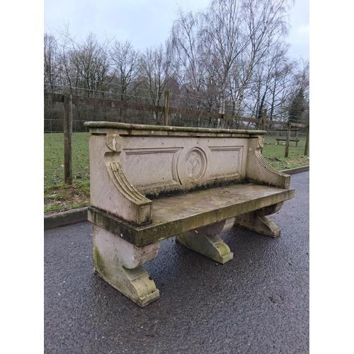 LARGE WEATHERED CARVED STONE BENCH