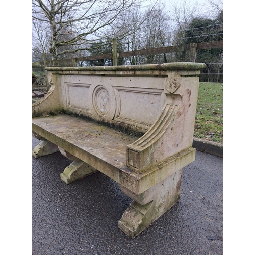 LARGE WEATHERED CARVED STONE BENCH