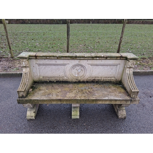 LARGE WEATHERED CARVED STONE BENCH