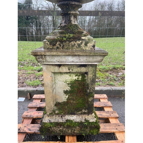 52 - LARGE HADDLE STONE URN ON PLINTH