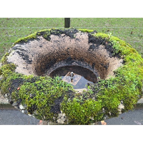 52 - LARGE HADDLE STONE URN ON PLINTH