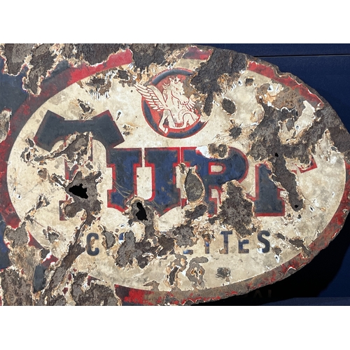 239A - DOUBLE-SIDED TURF CIGARETTES ENAMEL SIGN