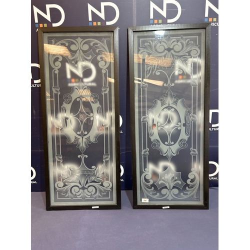 420 - TWO ENGRAVED GLASS PANELS