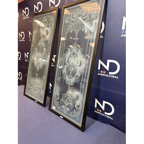 420 - TWO ENGRAVED GLASS PANELS