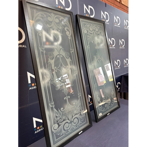 420 - TWO ENGRAVED GLASS PANELS