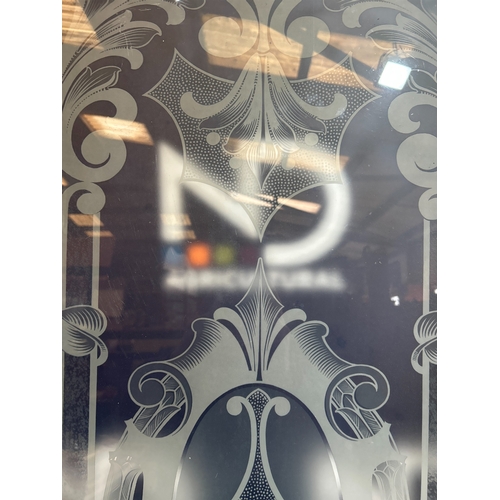 420 - TWO ENGRAVED GLASS PANELS