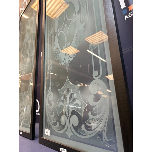 420 - TWO ENGRAVED GLASS PANELS