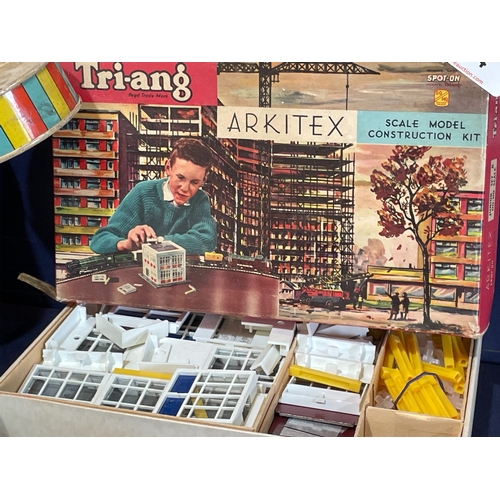 VINTAGE TIN TOYS AND TRIANG ARKITEX SET