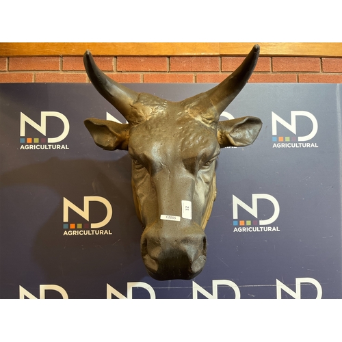 21 - LIFE-SIZE METAL BULL BUST